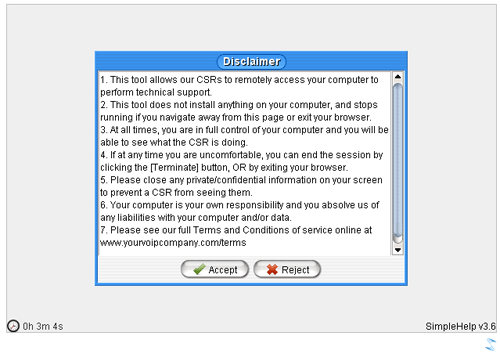 Click Accept to our disclaimer to proceed